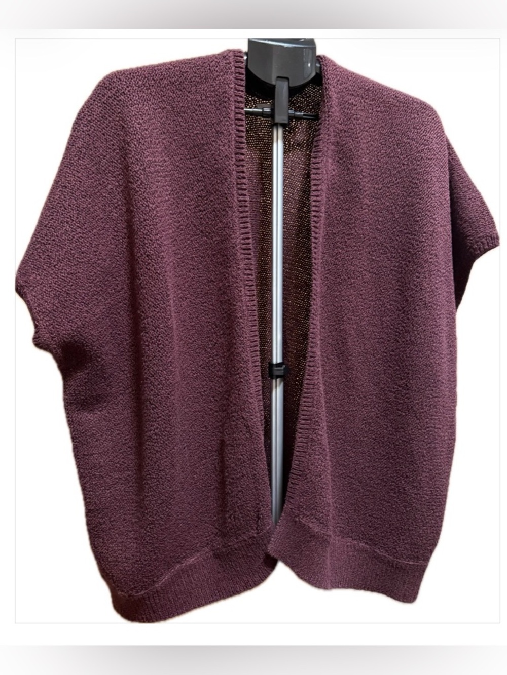 Artizia Open-Front Short Sleeve Cardigan Sweater - Plum